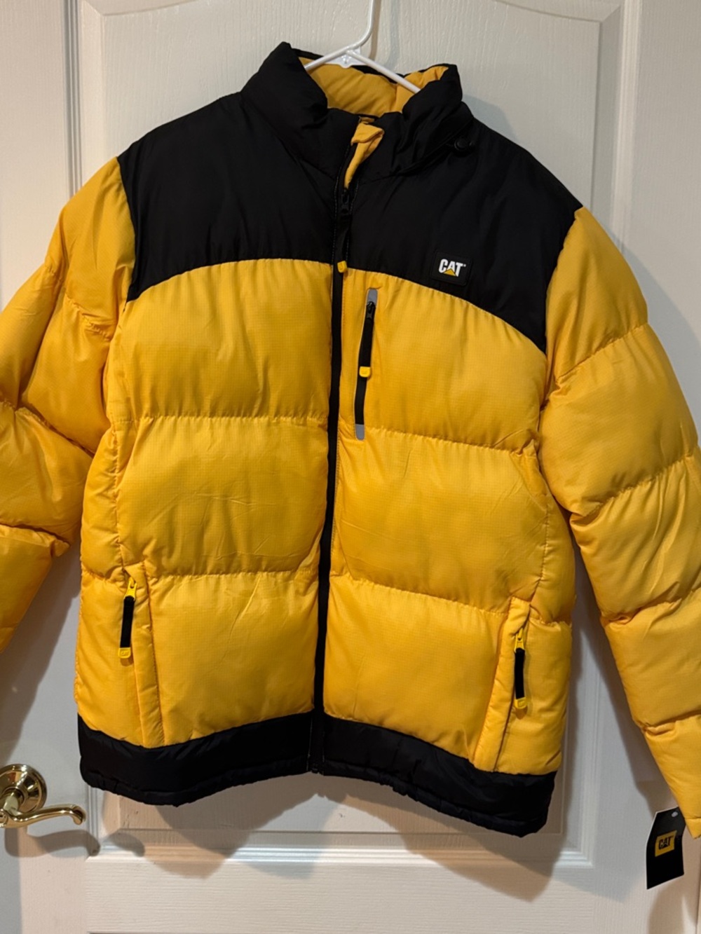 Caterpillar Yellow and Black Puffer Jacket - Men’s Bomber Style